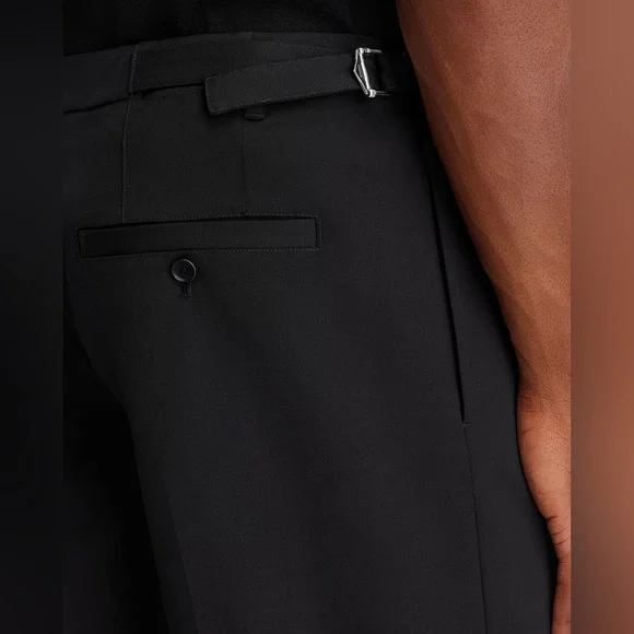 SIMKHAI Leroy Relaxed Straight Fit Pleated Pants Size 34 Black